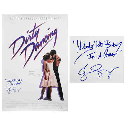 Jennifer Grey Signed Dirty Dancing 27x40 Movie Poster w/Nobody Puts Baby In A Corner