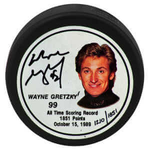 Wayne Gretzky Signed LA Kings All Time Scoring Record Gretzky Image LE #1210/1851 Hockey Puck - (PSA)