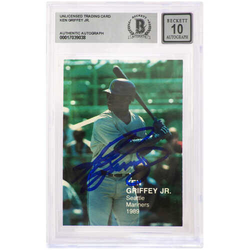 Ken Griffey Jr Signed Seattle Mariners 1989 Rookies Superstars Rookie Baseball Card #2 - (Beckett - Auto Grade 10)