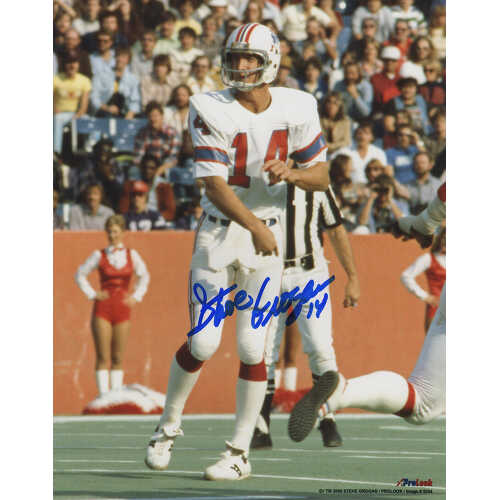 Steve Grogan Signed  Patriots White Jersey Throwing 8x10 Photo