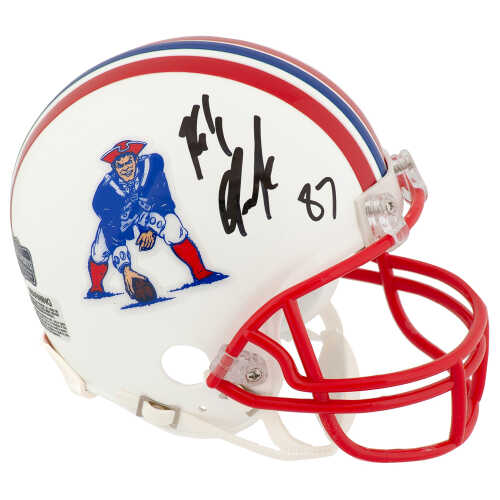 Rob Gronkowski Signed New England Patriots Throwback White Riddell (VSR4) Mini Helmet - (Radtke)