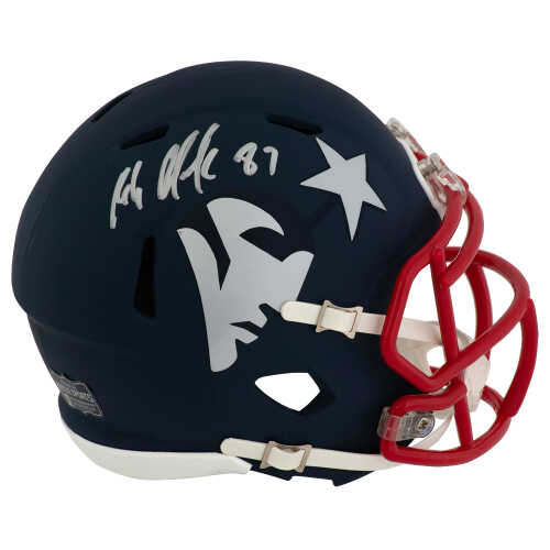 Rob Gronkowski Signed New England Patriots AMP Riddell Speed Mini Helmet - (Radtke)