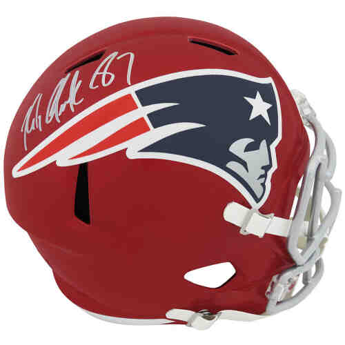 Rob Gronkowski Signed New England Patriots FLASH Riddell Full Size Speed Replica Helmet - (Radtke / Gronkowski Holo)