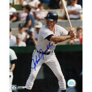 Johnny Grubb Signed Detroit Tigers Batting 8x10 Photo - (In Blue)