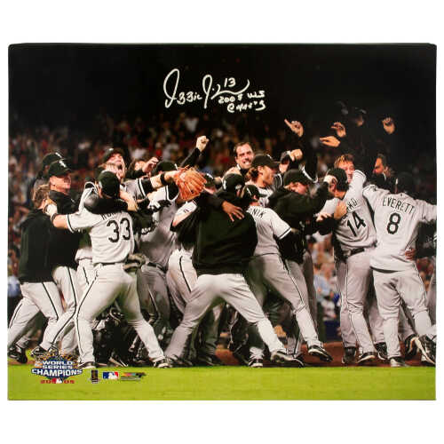 Ozzie Guillen Signed Chicago White Sox 2005 World Series Champions Team Celebration 20x24 Canvas w/05 WS Champs