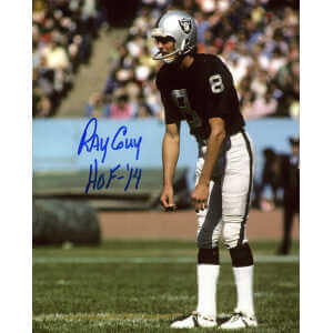 Ray Guy Signed Raiders Punter Stance Action 8×10 Photo w/HOF’14