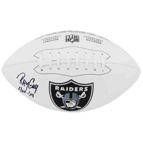 Ray Guy Signed Wilson Raiders Logo White Panel Full Size Football w/HOF'14