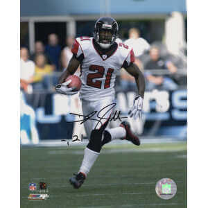 DeAngelo Hall Signed Atlanta Falcons White Jersey With Football 8x10 Photo