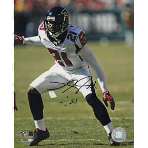 DeAngelo Hall Signed Atlanta Falcons White Jersey Action 8x10 Photo