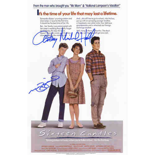 Anthony Michael Hall & Molly Ringwald Dual Signed Sixteen Candles 11x17 Movie Poster