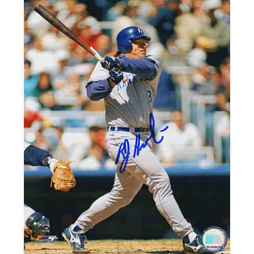 Bob Hamelin Signed Kansas City Royals Swinging Action 8x10 Photo