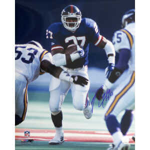 Rodney Hampton Signed New York Giants Blue Jersey Action 16x20 Photo