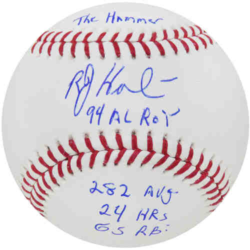 Bob Hamelin Signed Rawlings Official MLB Baseball w/94 AL ROY, .282 Avg, 24 HRs, 65 RBIs