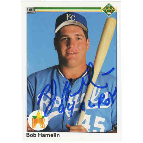 Bob Hamelin Signed Kansas City Royals 1990 Upper Deck Rookie Baseball Card #45