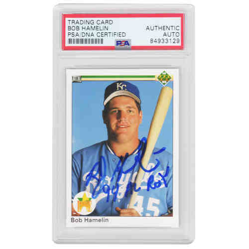 Bob Hamelin Signed Kansas City Royals 1990 Upper Deck Rookie Baseball Card #45 w/94 AL ROY - (PSA Encapsulated)