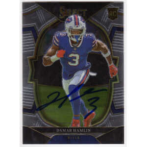 Damar Hamlin Signed Buffalo Bills 2022 Panini Select Prizm Silver Die Cut Football Card #100