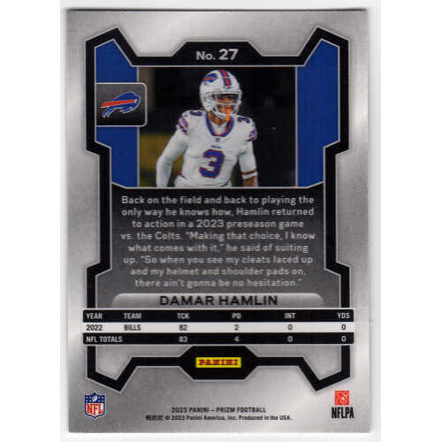Damar Hamlin Signed Buffalo Bills 2023 Panini Prizm Football Trading Card #27 - Image 2