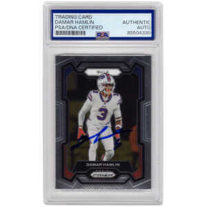 Damar Hamlin Signed Buffalo Bills 2023 Panini Prizm Football Trading Card #27 - (PSA Encapsulated)