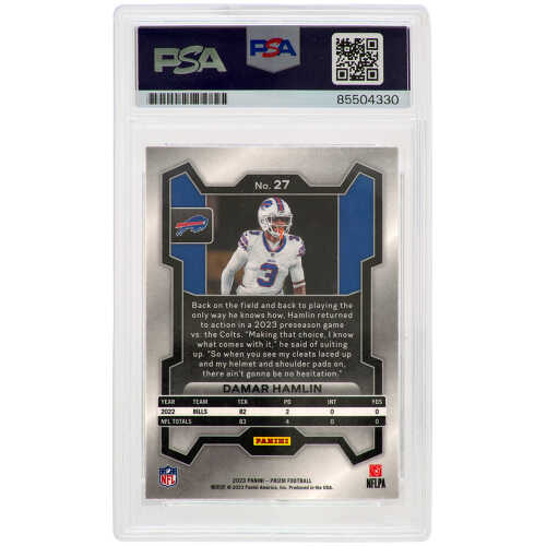 Damar Hamlin Signed Buffalo Bills 2023 Panini Prizm Football Trading Card #27 - (PSA Encapsulated) - Image 2