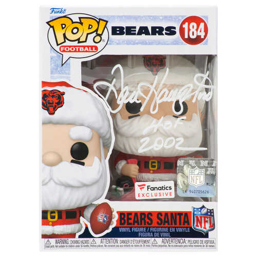 Dan Hampton Signed Chicago Bears SANTA Funko Pop Doll #184 w/HOF 2002