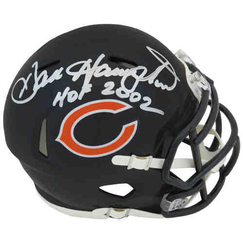 Dan Hampton Signed Chicago Bears Riddell Speed Mini Helmet w/HOF 2002