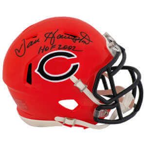 Dan Hampton Signed Chicago Bears 2022 Orange Alternate Riddell Speed Mini Helmet w/HOF 2002