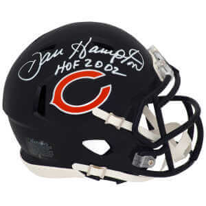 Dan Hampton Signed Bears Riddell Speed Mini Helmet w/HOF 2002 - (White Ink)