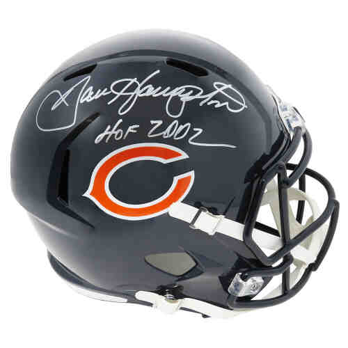 Dan Hampton Signed Chicago Bears Riddell Full-Size Speed Replica Helmet w/HOF 2002