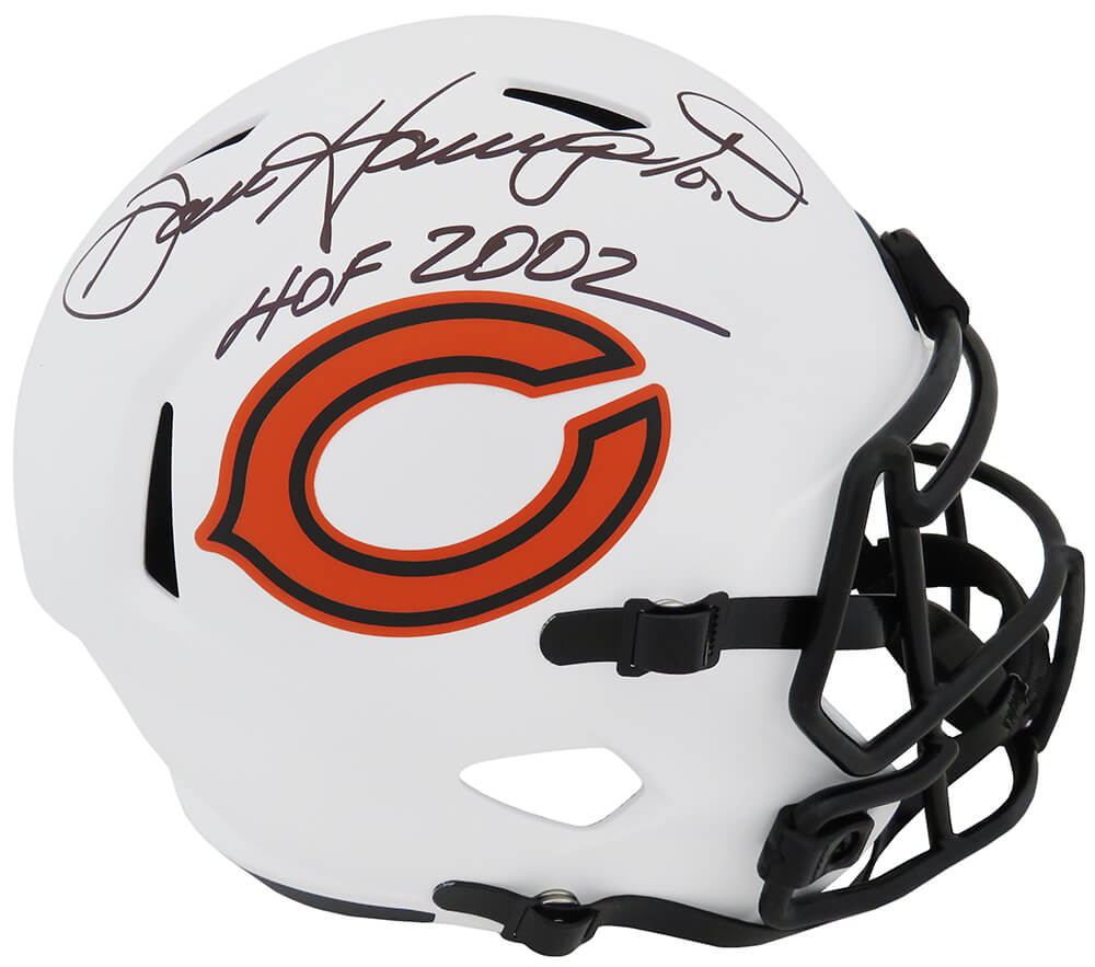 Dan Hampton Signed Bears Logo Football Inscribed HOF 2002