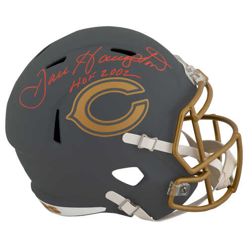 Dan Hampton Signed Chicago Bears SLATE Riddell Full Size Speed Replica Helmet w/HOF 2002