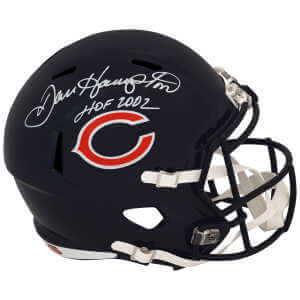Dan Hampton Signed Bears Riddell Full Size Speed Replica Helmet w/HOF 2002 - (White Ink)