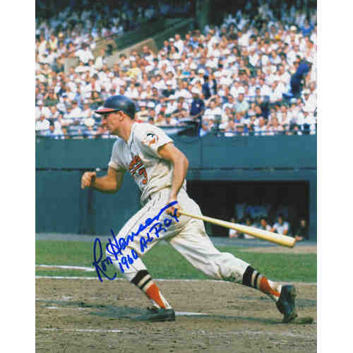 Ron Hansen Signed Orioles Batting Action 8x10 Photo w/1960 AL ROY