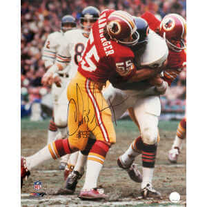 Chris Hanburger Signed  Washington Football Team Red Jersey Tackle 16x20 Photo