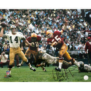Chris Hanburger Signed  Washington Football Team Action vs Saints 16x20 Photo