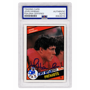 John Hannah Signed New England Patriots 1984 Topps Football Trading Card #137 w/HOF'91 - (PSA Encapsulated)