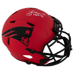John Hannah Signed New England Patriots RAVE Riddell Full Size Speed Replica Helmet w/HOF’91