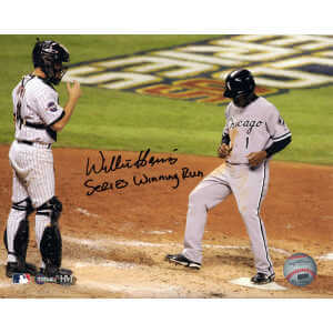 Willie Harris Signed Chicago White Sox 2005 World Series Winning Run 8x10 Photo w/Series Winning Run
