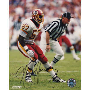 Ken Harvey Signed Washington Football Team White Jersey Action 8x10 Photo
