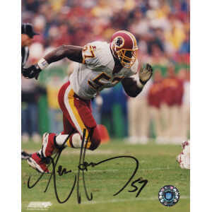 Ken Harvey Signed Washington Football Team White Jersey Running Action 8x10 Photo