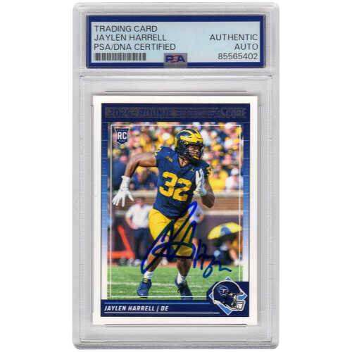 Jaylen Harrell Signed Tennessee Titans (Michigan Wolverines Image) 2004 Score Rookie Football Card #385 - (PSA Encapsulated)