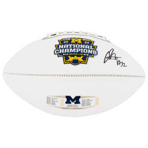 Jaylen Harrell Signed Michigan Wolverines 2023 National Champions Baden White Logo Football