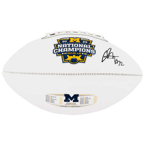 Jaylen Harrell Signed Michigan Wolverines 2023 National Champions Baden White Logo Football