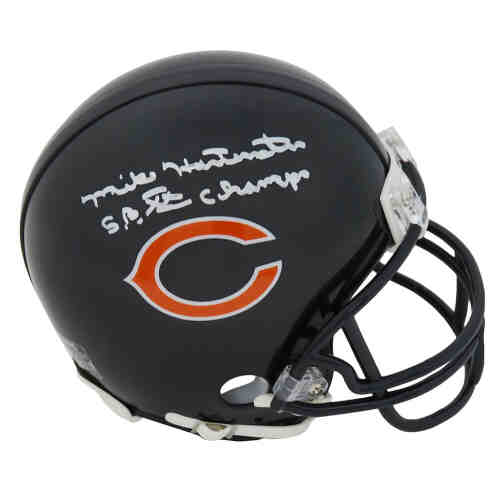 Mike Hartenstine Signed Chicago Bears Riddell Mini Helmet w/SB XX Champs