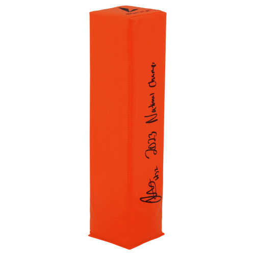 Jaylen Harrell Signed BSN Orange Endzone Football Pylon w/2023 National Champs