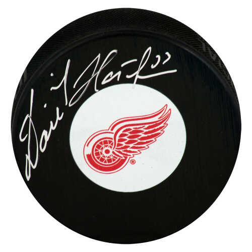 Dominik Hasek Signed Detroit Red Wings Medium Logo Hockey Puck