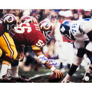 Len Hauss Sigend Washington Football Team Snapping Football 16x20 Photo