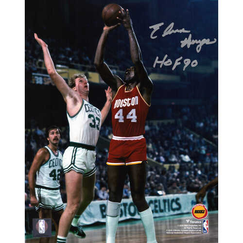 Elvin Hayes Signed Houston Rockets Shooting Against Larry Bird 8x10 Photo w/HOF'90