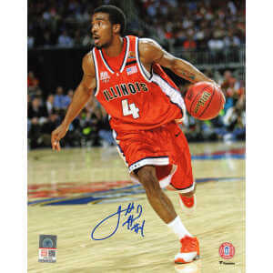 Luther Head Signed Illinois Fighting Illini Orange Jersey Action 8x10 Photo