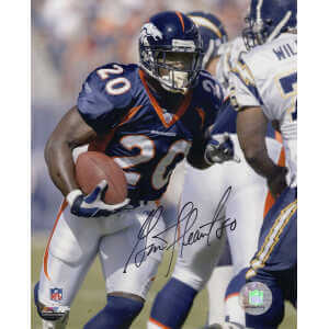 Garrison Hearst Signed Denver Broncos Navy Jersey Action 8x10 Photo
