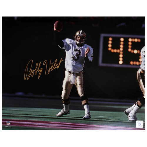 Bobby Hebert Signed New Orleans Saints White Jersey Passing Action 16x20 Photo